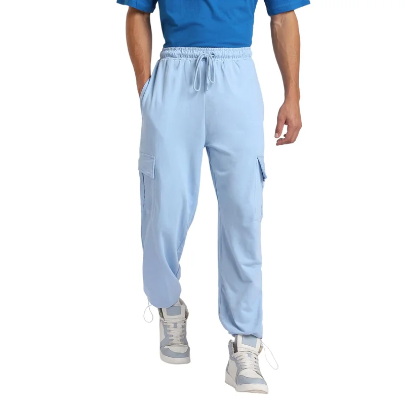 نوبيرو Men's Light Blue Cargo Joggers