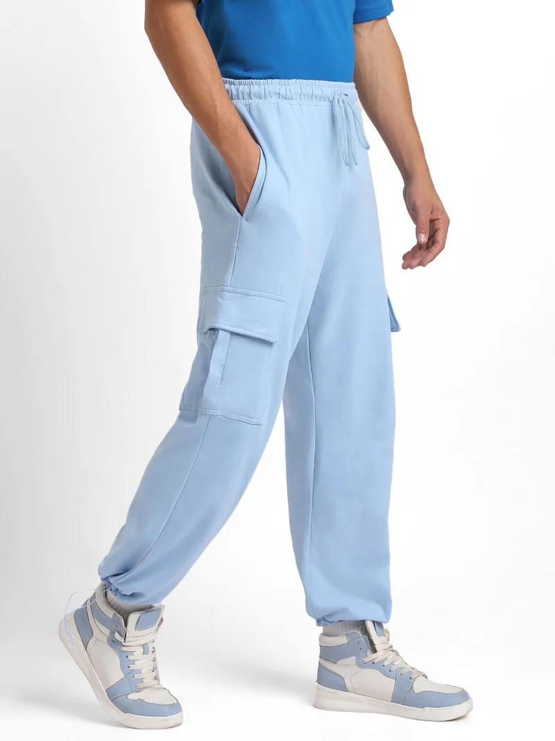 NOBERO  Men's Light Blue Cargo Joggers for Men | Best Price UAE