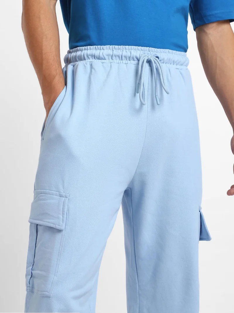 NOBERO  Men's Light Blue Cargo Joggers for Men | Best Price UAE