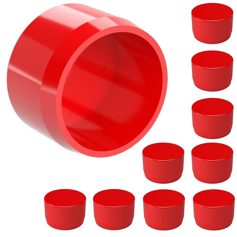 FORMUFIT F034EEC-RD-10 PVC External End Cap, Furniture Grade, 3/4" Size, Red (Pack of 10) - Image 1