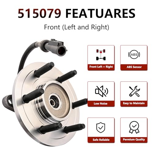 JLEO 4WD Front Wheel Hub Bearing Assembly Replacement for 2005-2008 Ford F150,2006-2008 Lincoln Mark LT 6 Lugs W/ABS 515079 (1) - Image 4