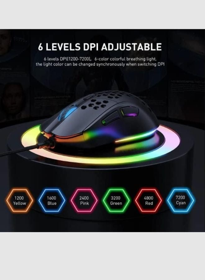 ONIKUMA CW906 - 7200 DPI mouse, Super Light-weight, RGB Hollowed Version gaming mouse works si Model O Steel Series, Professional Gaming Experience - Image 4