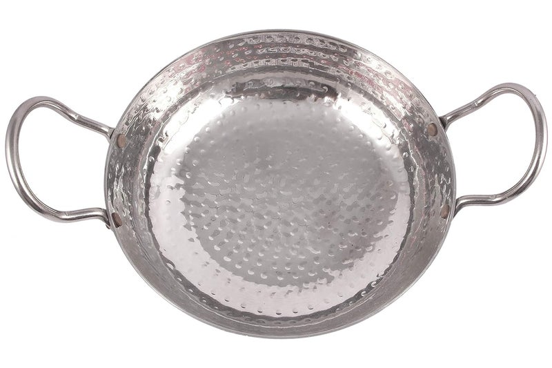 KITCHEN SHOPEE Stainless Steel Sandwich Bottom Hammered Cookware deep Kadai Kadhai for Kitchen Utensils for Cooking Heavy Guage Deep Frying with Handle 4500 ML 16 No - Image 1