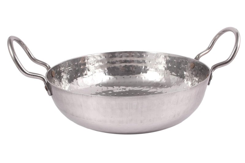 KITCHEN SHOPEE Stainless Steel Sandwich Bottom Hammered Cookware deep Kadai Kadhai for Kitchen Utensils for Cooking Heavy Guage Deep Frying with Handle 4500 ML 16 No - Image 3