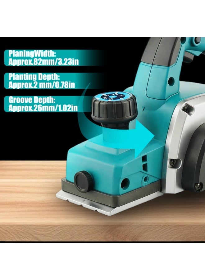 GearZone Electric Hand Planer 3-1/4" Cutting Width Corded, 1000W 15000RPM,  High-Speed Powerful Handheld for Woodworking, Wood DIY, Smooth Finish Carpentry Tool-Blue - Image 3