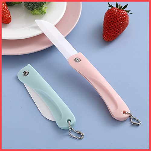 wolpin Ceramic Kitchen Knife 1 Pc | Portable Travel Fruit Vegetable Knife with Non Slip Handle and Blade Cover | Sharp Lightweight Utility Knife for Home Kitchen Blue - Image 1