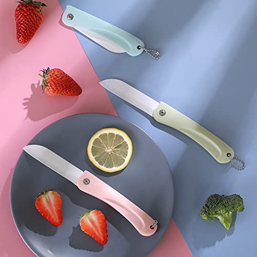 wolpin Ceramic Kitchen Knife 1 Pc | Portable Travel Fruit Vegetable Knife with Non Slip Handle and Blade Cover | Sharp Lightweight Utility Knife for Home Kitchen Blue - Image 2