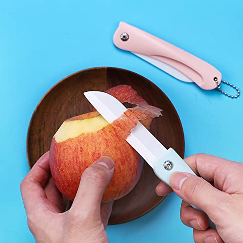 wolpin Ceramic Kitchen Knife 1 Pc | Portable Travel Fruit Vegetable Knife with Non Slip Handle and Blade Cover | Sharp Lightweight Utility Knife for Home Kitchen Blue - Image 4