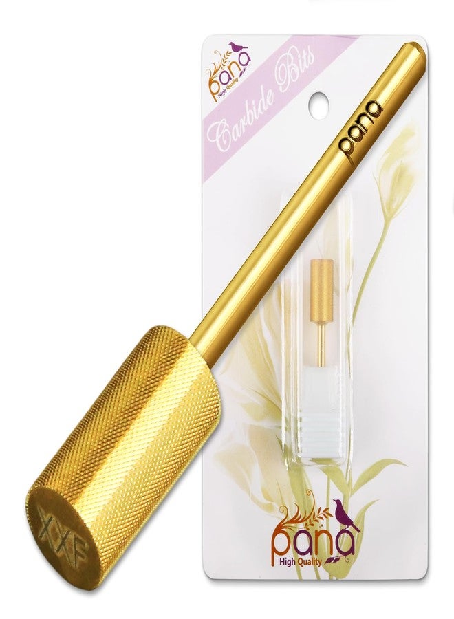 PANA 3/32" Shank Size - Flat Top Large Barrel Gold Carbide 2x Fine Grit for e-File - Image 1