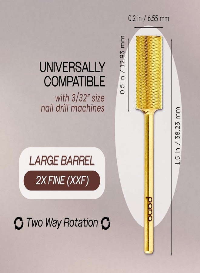 PANA 3/32" Shank Size - Flat Top Large Barrel Gold Carbide 2x Fine Grit for e-File - Image 4