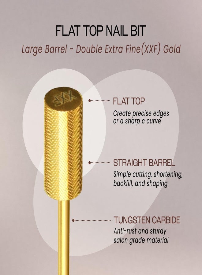 PANA 3/32" Shank Size - Flat Top Large Barrel Gold Carbide 2x Fine Grit for e-File - Image 2