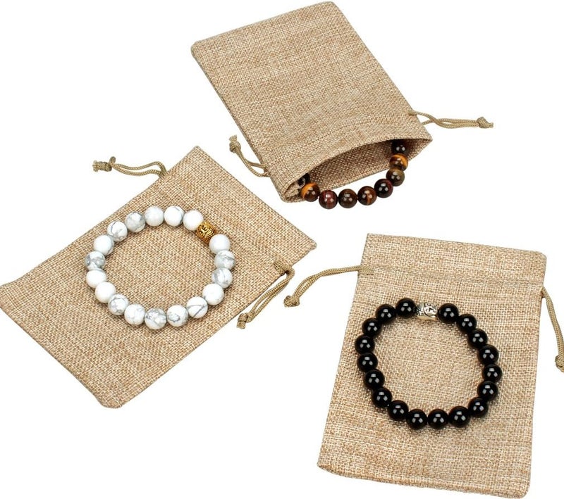 klarako Natural Burlap Bags with Drawstring, Reusable Linen Pouches, Perfect for Jewelry Pouch, Wedding Birthday Parties Favor, Gift/Candy Bags, Set of 24 - Image 5