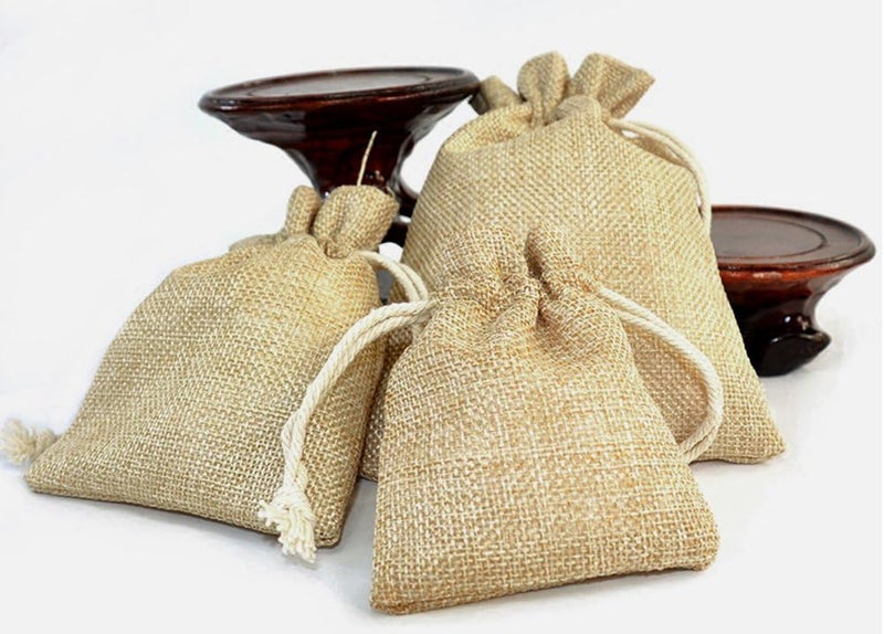 klarako Natural Burlap Bags with Drawstring, Reusable Linen Pouches, Perfect for Jewelry Pouch, Wedding Birthday Parties Favor, Gift/Candy Bags, Set of 24 - Image 3