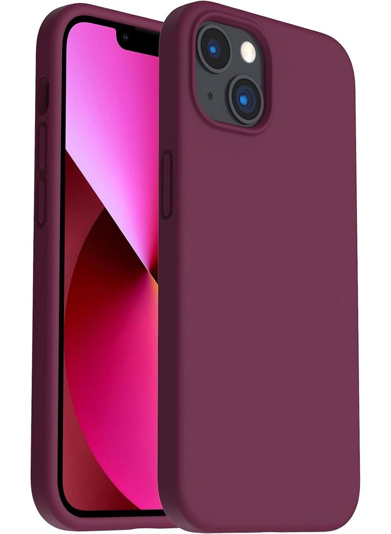 جراب متوافق مع iPhone 15 مقاس 6.1 بوصة، جراب هاتف نحيف من السيليكون السائل بثلاث طبقات مغطى بالكامل بجل ناعم من المطاط، غطاء واقٍ مضاد للخدش والصدمات مقاس 6.1 بوصة، (أحمر نبيذي) - Image 1