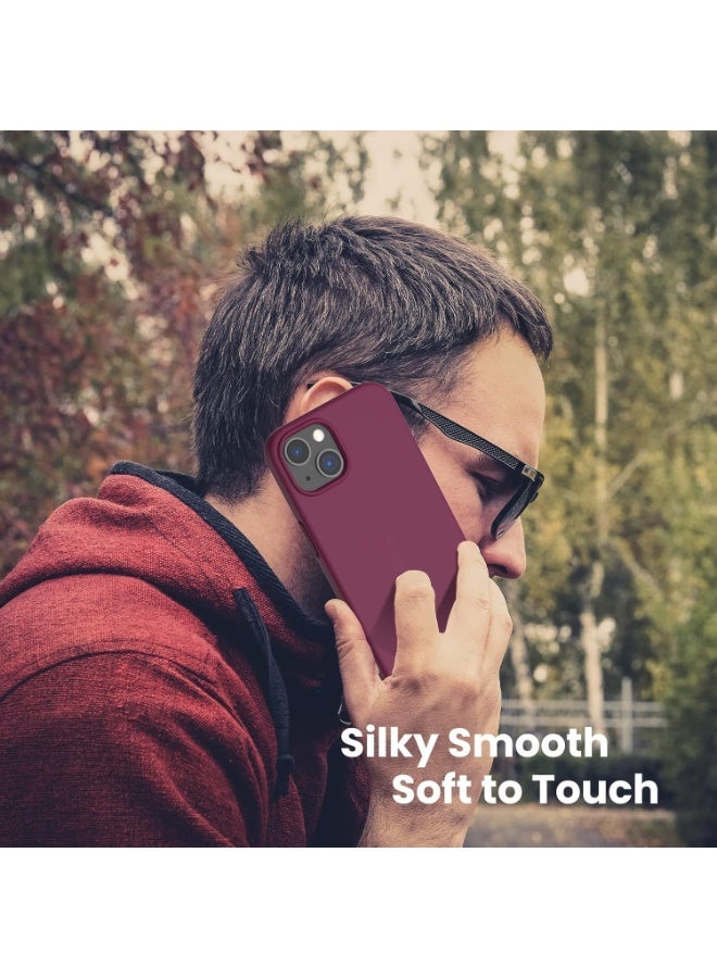 جراب متوافق مع iPhone 15 مقاس 6.1 بوصة، جراب هاتف نحيف من السيليكون السائل بثلاث طبقات مغطى بالكامل بجل ناعم من المطاط، غطاء واقٍ مضاد للخدش والصدمات مقاس 6.1 بوصة، (أحمر نبيذي) - Image 5