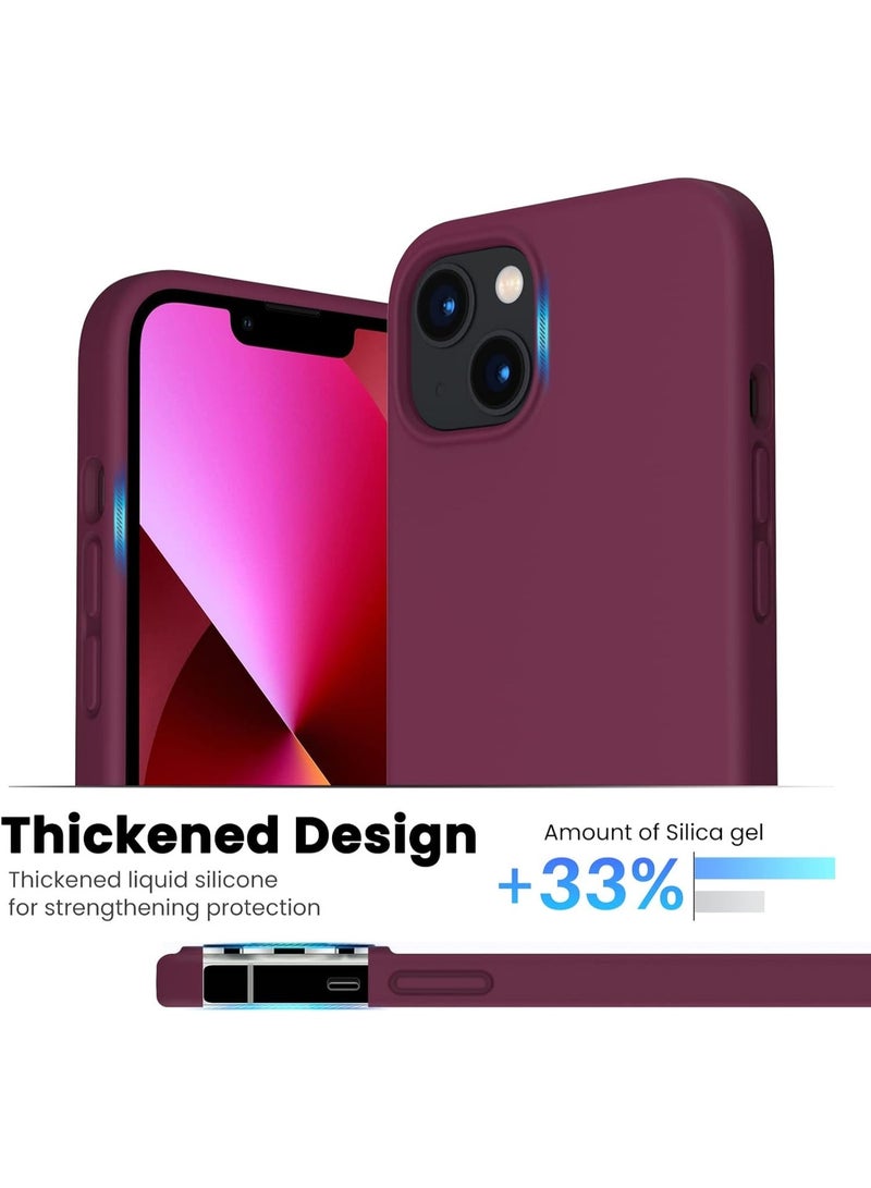 جراب متوافق مع iPhone 15 مقاس 6.1 بوصة، جراب هاتف نحيف من السيليكون السائل بثلاث طبقات مغطى بالكامل بجل ناعم من المطاط، غطاء واقٍ مضاد للخدش والصدمات مقاس 6.1 بوصة، (أحمر نبيذي) - Image 2
