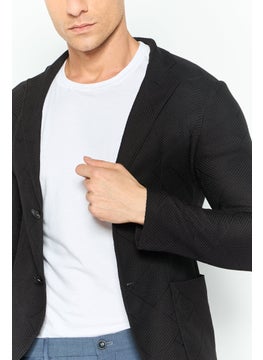 EMPORIO ARMANI Men Regular Fit Textured Semi-Formal Blazer, Black  - Image 3