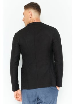 EMPORIO ARMANI Men Regular Fit Textured Semi-Formal Blazer, Black  - Image 2