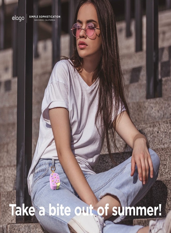 elago Ice Cream Case Compatible with AirPods Pro 2 Case, Carabiner Included, Supports Wireless Charging, Full Protection (Blueberry) - Image 3