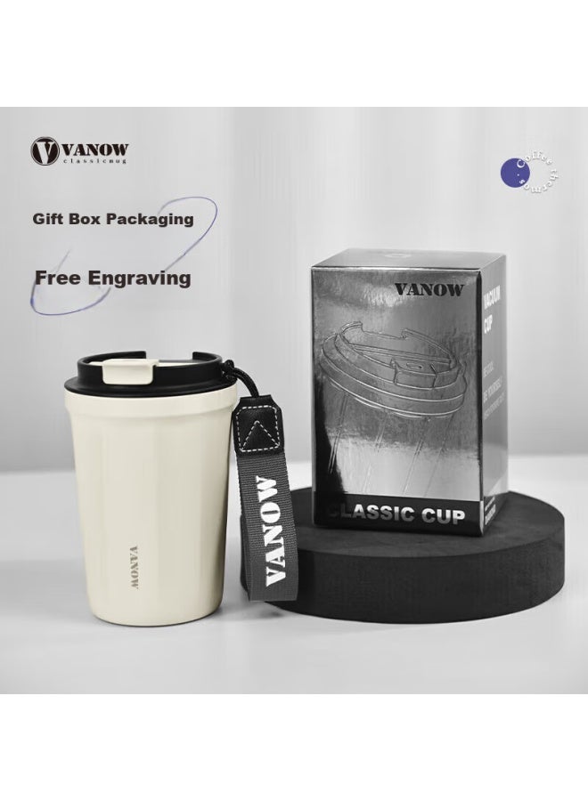 Vanow Insulated Coffee Mug, 316 Stainless Steel, Stylish Design For Men And Women, Portable Water Cup For Students White - Image 5