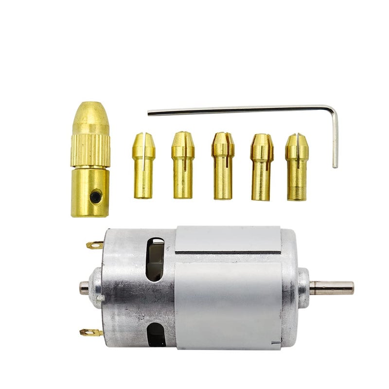 Electronicspices Electronic Spices Combo of 12 volts 555 DC Motor 12000rpm High Speed with Hand Drill Chuck set for DIY Projects Electric Drill Bits For Drilling Application (3.17 millimeters) - Multi, Metal - Image 5