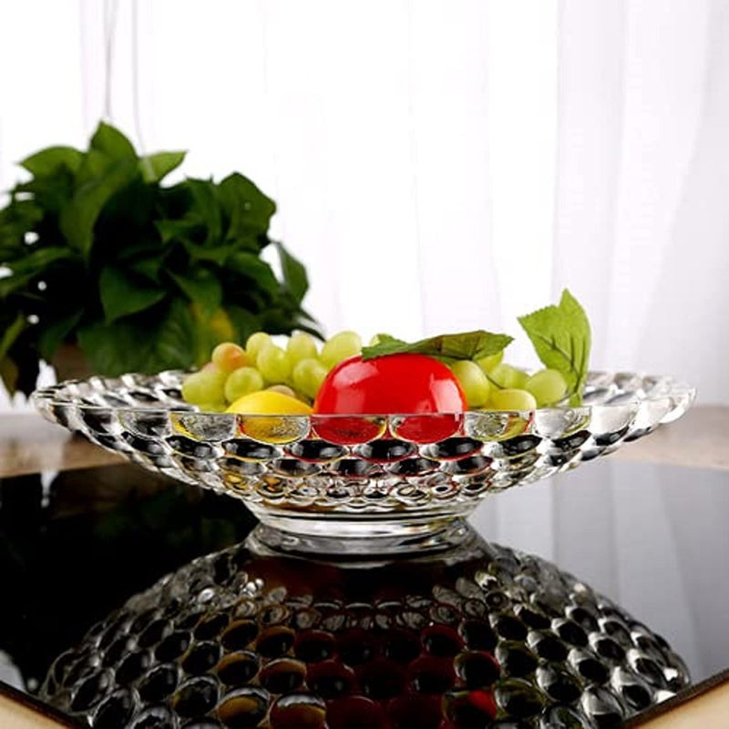 ROSEFINCH ROSEFINCH Bubble Design Flat Base Glass Fruit Bowl for Dining Table Glass Bowl Fruit Bowl Fruit Bowls Dessert Bowl Desserts Crystal Clear Glass Bowl Glass Serving Bowl Clear Pack of 1 - Image 4