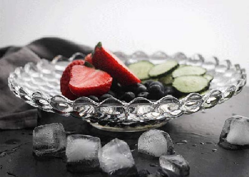 ROSEFINCH ROSEFINCH Bubble Design Flat Base Glass Fruit Bowl for Dining Table Glass Bowl Fruit Bowl Fruit Bowls Dessert Bowl Desserts Crystal Clear Glass Bowl Glass Serving Bowl Clear Pack of 1 - Image 5