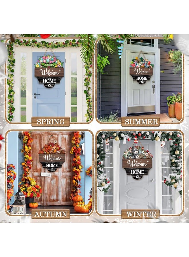 Yousoontic 17 Pcs 12 Inch Magnetic Welcome Door Sign Interchangeable Front Door Decor Rustic Fall Seasonal Hanging Sign Patriotic Halloween Decor for Home Warming Gift (Dark Color, Home) - Image 3