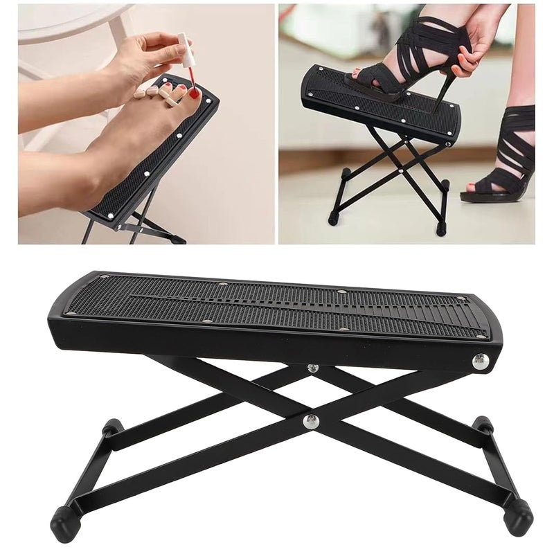 Pedicure Foot Rest Stand, 6 Heights Adjustable Foldable Pedicure Chair Non Slip Nail Salon Tech Stool Tool for Home Nail Care - Image 3