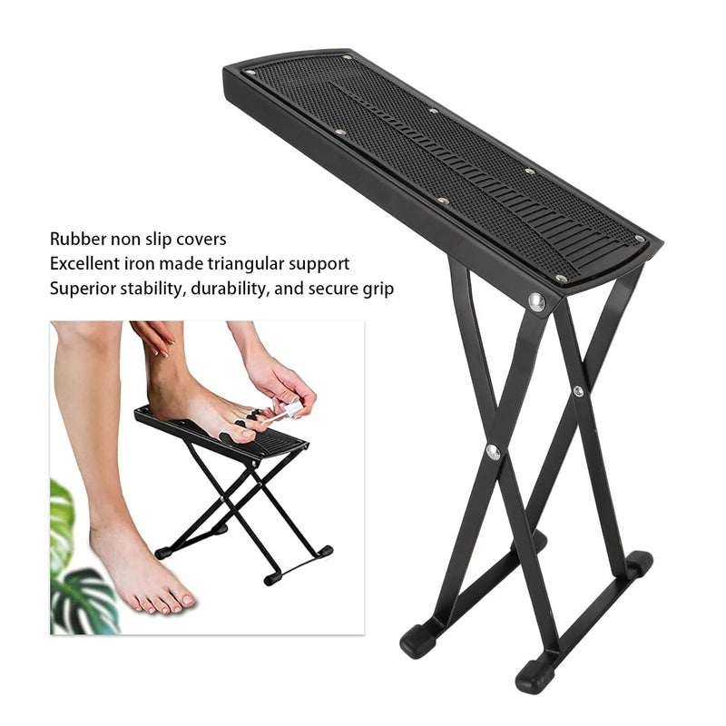 Pedicure Foot Rest Stand, 6 Heights Adjustable Foldable Pedicure Chair Non Slip Nail Salon Tech Stool Tool for Home Nail Care - Image 2