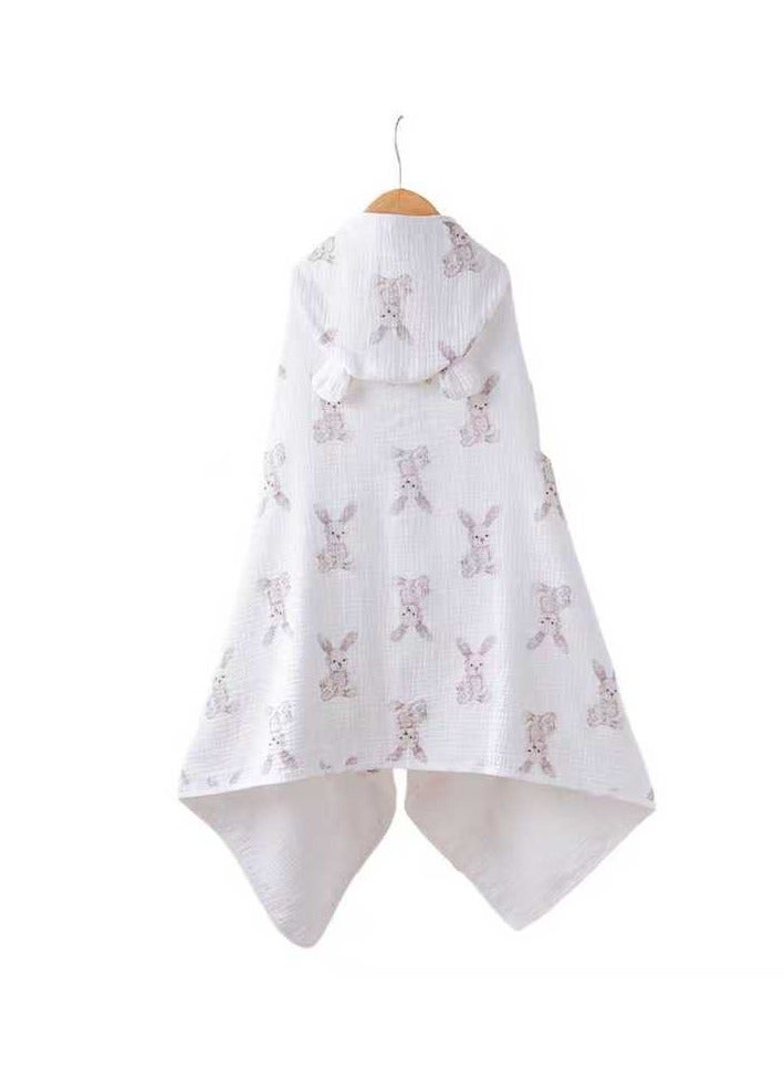 Cotton baby children's hooded bath towel, fast-absorbing, soft skin-friendly baby quilt, 70 * 100cm, small rabbit  - Image 1