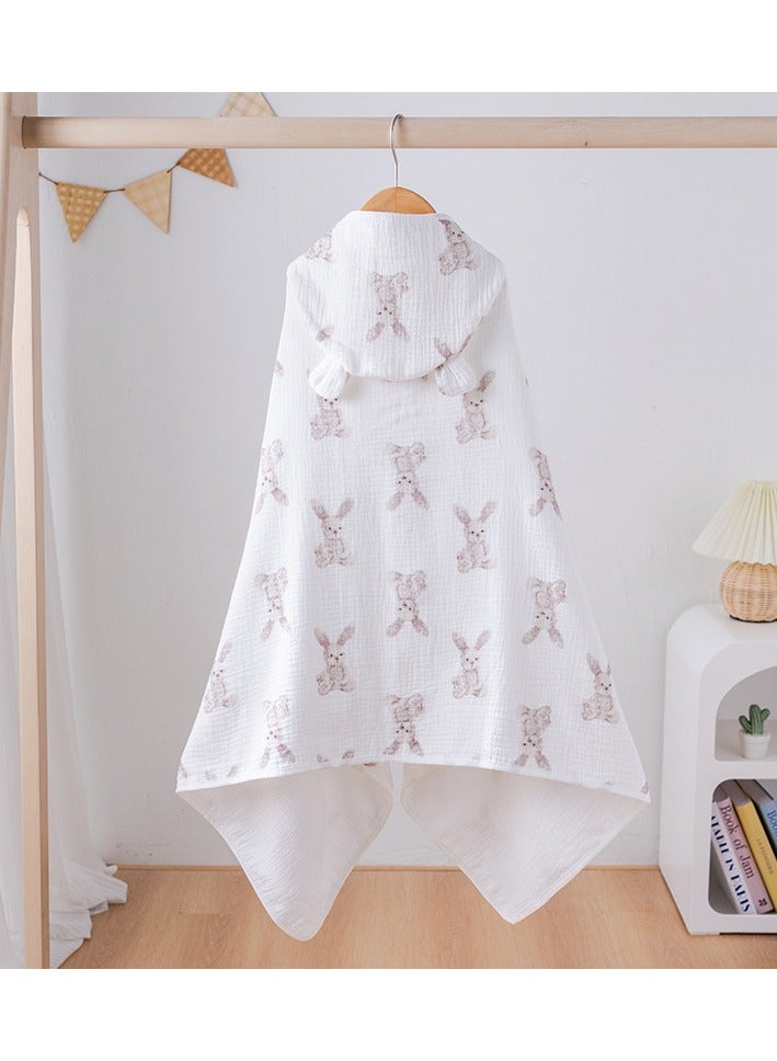 Cotton baby children's hooded bath towel, fast-absorbing, soft skin-friendly baby quilt, 70 * 100cm, small rabbit  - Image 2