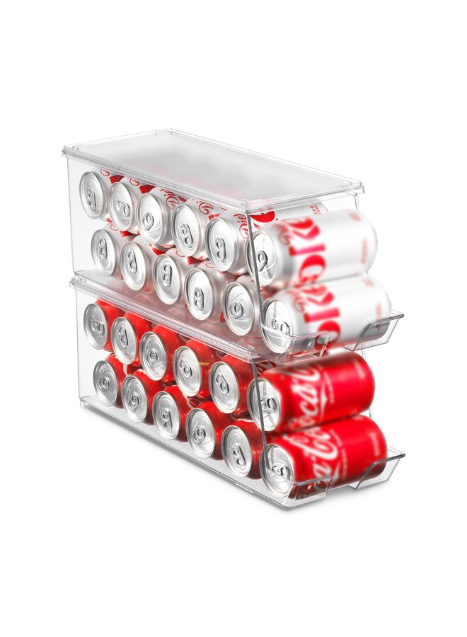 Soda Can Organizer for Refrigerator Stackable Can Holder Dispenser with Lid for Fridge, Pantry, Freezer – Holds 9Cans Each, BPA-Free, Clear Design?34.5×15×14.5cm (Color : 1pcs) - Image 2