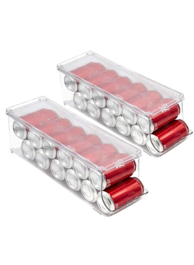 Soda Can Organizer for Refrigerator Stackable Can Holder Dispenser with Lid for Fridge, Pantry, Freezer – Holds 9Cans Each, BPA-Free, Clear Design?34.5×15×14.5cm (Color : 1pcs) - Image 1