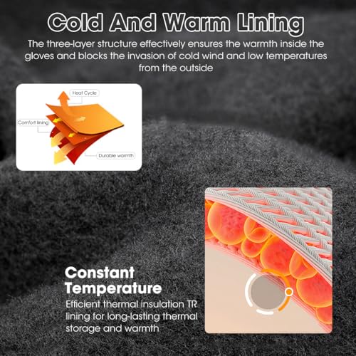 Gustave® Winter Gloves for Women - Fleece-Lined, Waterproof, Touchscreen Riding & Hiking Gloves with Anti-Slip Grip for Skiing - Stylish Black & White Design, Warm & Comfortable, Free Size - Image 5