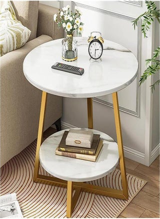 Double Layer Round End Table Marble Like Side Table Coffee Table Sofa Table Bedside Table For Living Room Small Space White - pzsku/Z6B62A4BD9E12AAE5EE94Z/45/_/1687921952/c7aa33f9-f72f-4b2c-a908-e75086566923