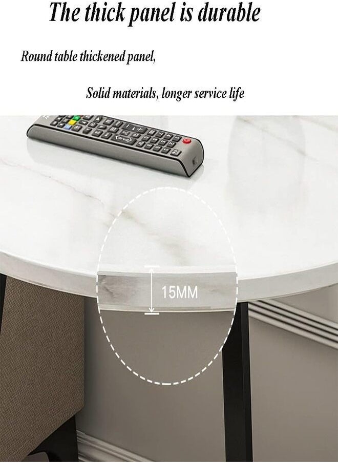 Double Layer Round End Table Marble Like Side Table Coffee Table Sofa Table Bedside Table For Living Room Small Space White
