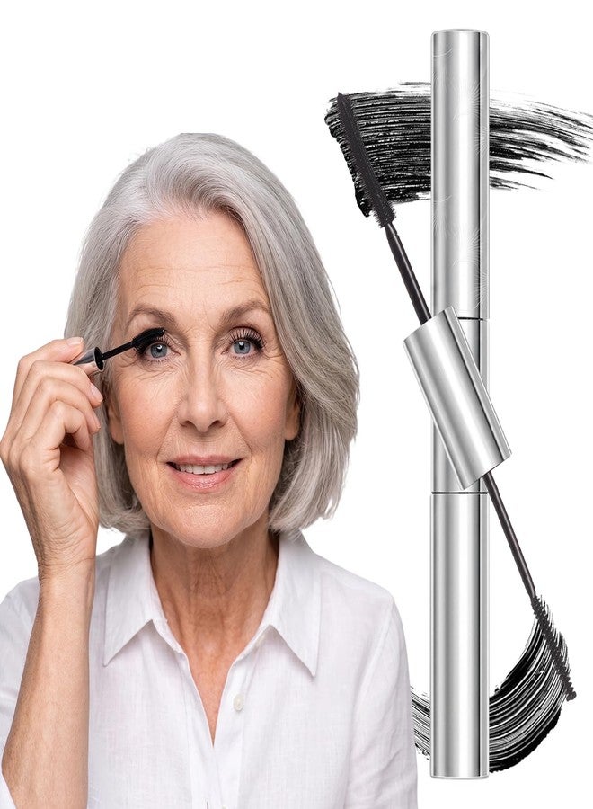 Jutqut Tubing Mascara for Older Women 60 Plus, Double Ended Black Mascara, Lengthening Volumizing 2-in-1 Mascara for Short Multi-layered Lashes, Smudge Proof Easy Warm Water Removal for Upper & Bottom Lashes - Image 1