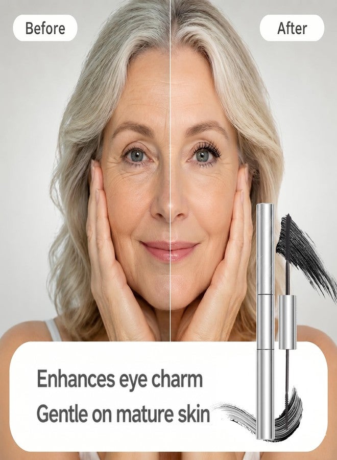 Jutqut Tubing Mascara for Older Women 60 Plus, Double Ended Black Mascara, Lengthening Volumizing 2-in-1 Mascara for Short Multi-layered Lashes, Smudge Proof Easy Warm Water Removal for Upper & Bottom Lashes - Image 2