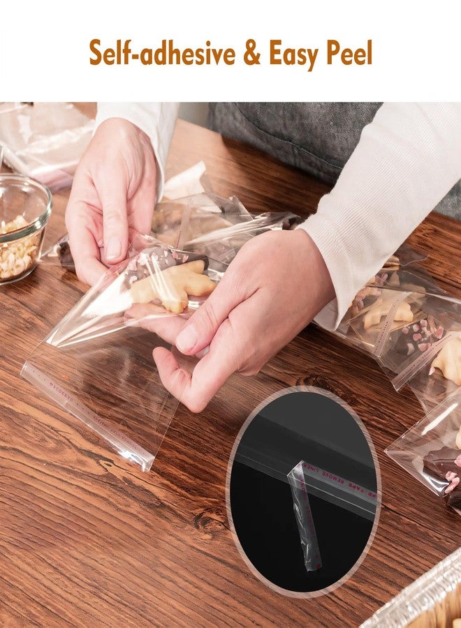 CdbC 200 Pcs Cellophane Bags, 3×3 Inch Clear Cookie Bags, Self Sealing Small Cellophane Bags Gift Treat Bags for Candy, Cookie, Favors, Dessert - Image 5