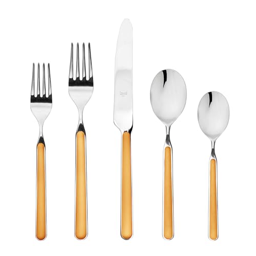 Mepra Fantasia 5 Piece Place Setting – Orange Finish Handles Dishwasher Safe Cutlery - Image 4