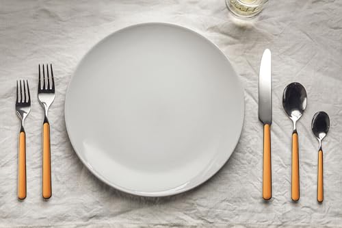Mepra Fantasia 5 Piece Place Setting – Orange Finish Handles Dishwasher Safe Cutlery - Image 2