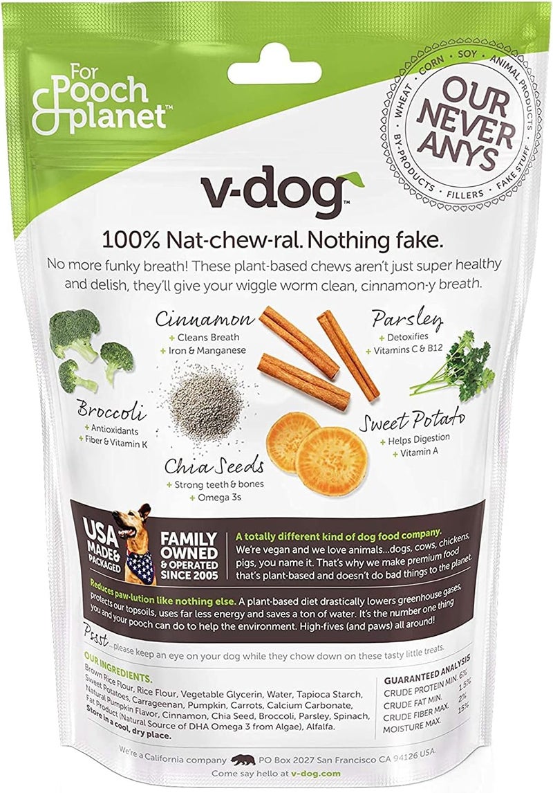 V-dog Dog Treats - Vegan Breathbone Teeth Cleaning Dental Bones - Fresh Breath - 8 Ounces - Minis - All Natural, Made in USA - 10 Bones - 3" Long - Easy to Digest - Image 2