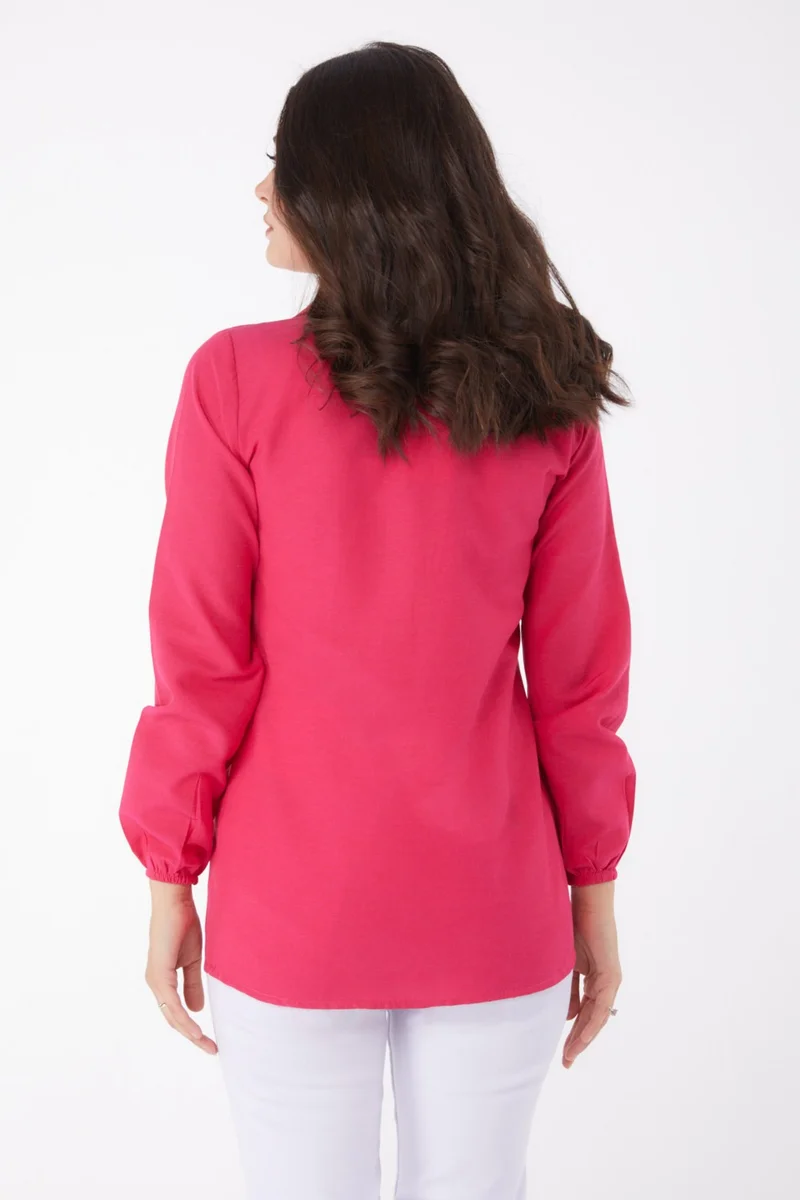Tofisa Plain Shirt Collar Women's Fuchsia Shirt - 13249