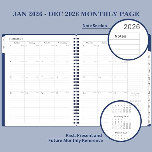 BooQool 2026 Planner - Jan. 2026 - Dec. 2026, 8" x 10", Calendar Planner 2026, 2026 Planner Weekly and Monthly Spiral Bound, Flexible Cover, To-Do List, 12 Monthly Tabs - Image 3
