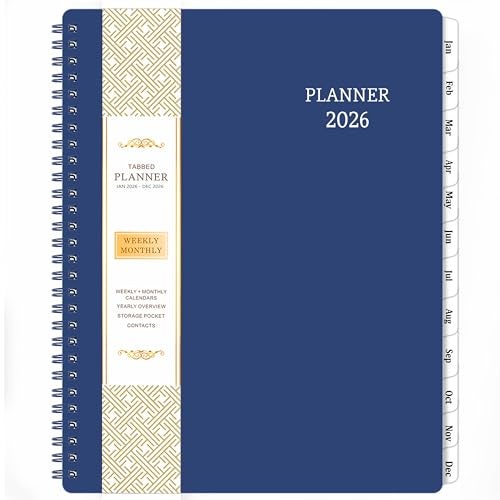 BooQool 2026 Planner - Jan. 2026 - Dec. 2026, 8" x 10", Calendar Planner 2026, 2026 Planner Weekly and Monthly Spiral Bound, Flexible Cover, To-Do List, 12 Monthly Tabs - Image 1