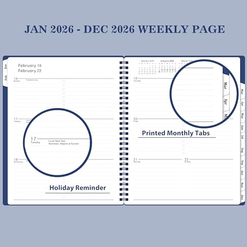 BooQool 2026 Planner - Jan. 2026 - Dec. 2026, 8" x 10", Calendar Planner 2026, 2026 Planner Weekly and Monthly Spiral Bound, Flexible Cover, To-Do List, 12 Monthly Tabs - Image 4
