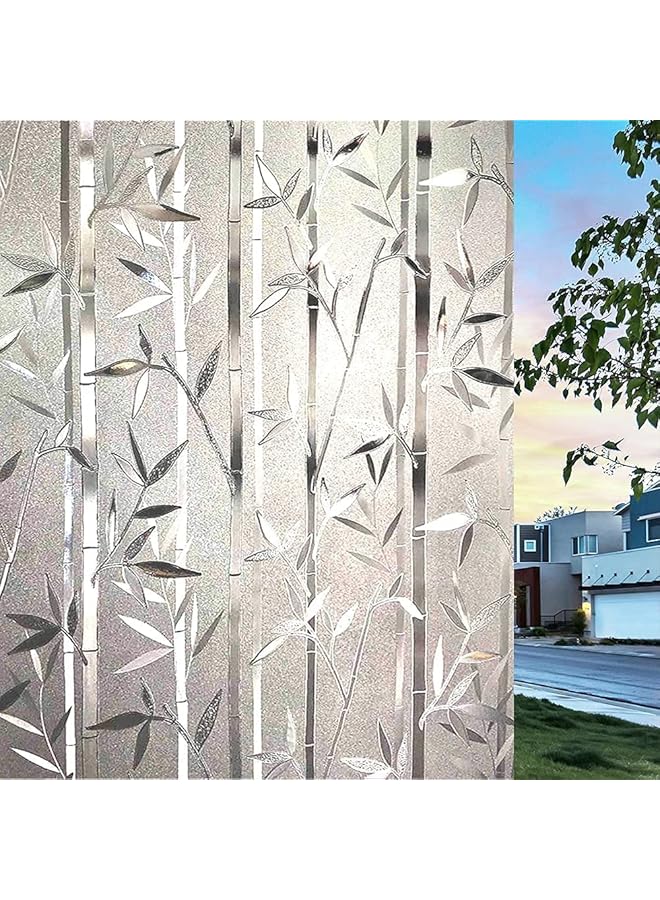 The Bros Window Frosting Film, Privacy Frosted Self- Adhesive Opaque Static Glass Window Film Clings Removable Anti-UV Bamboo Cling Pattern Film for Home Office Store Decoration (45 x 200cm) - Image 1