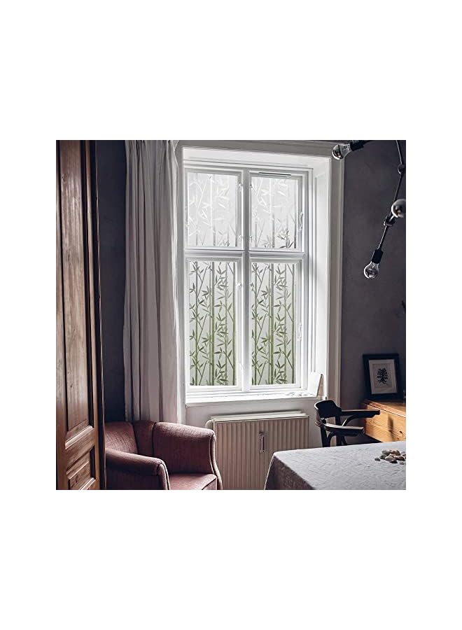 The Bros Window Frosting Film, Privacy Frosted Self- Adhesive Opaque Static Glass Window Film Clings Removable Anti-UV Bamboo Cling Pattern Film for Home Office Store Decoration (45 x 200cm) - Image 4