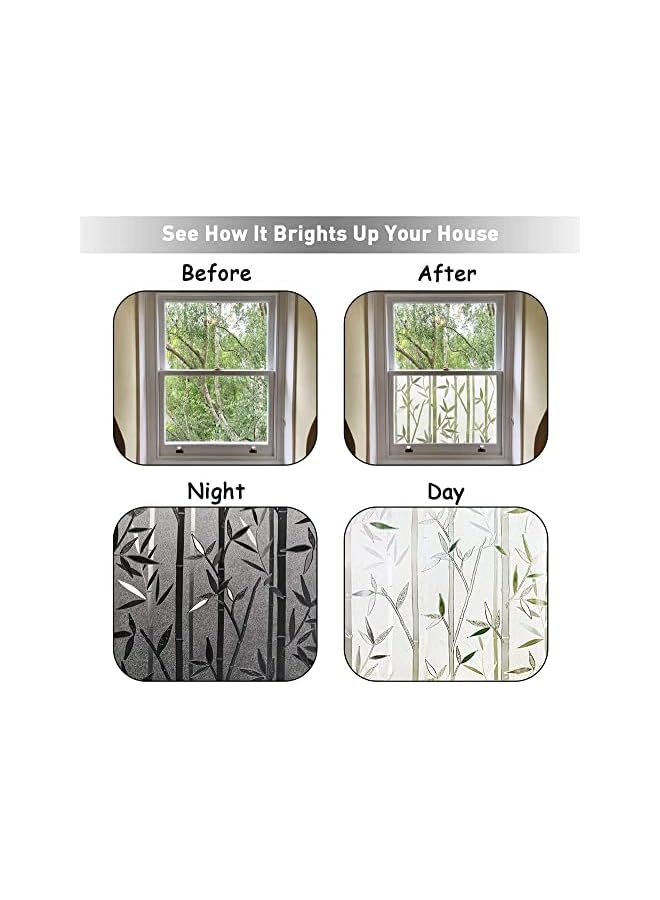 The Bros Window Frosting Film, Privacy Frosted Self- Adhesive Opaque Static Glass Window Film Clings Removable Anti-UV Bamboo Cling Pattern Film for Home Office Store Decoration (45 x 200cm) - Image 5